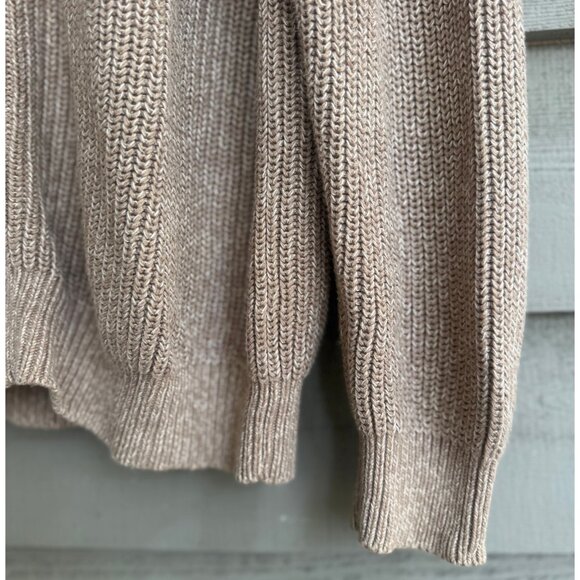 L.L.Bean Cotton Zip Cardigan XL Beige Mock Neck - Picture 7 of 9